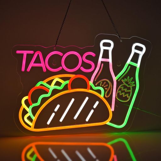 CNBEYOUNGTACOSネオンサイン店舗用LEDNEONSIGN店インテリア飾り壁掛けledネオン管商店用標識サインタコ..