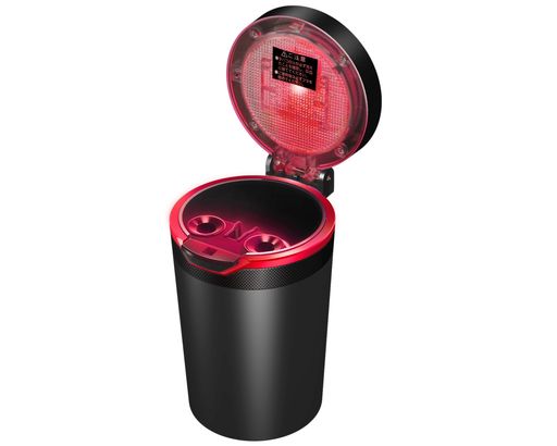 星光産業車内用品灰皿EXEAソーラーリングアッシュブラックED-183ドリンクホルダー型LED付き