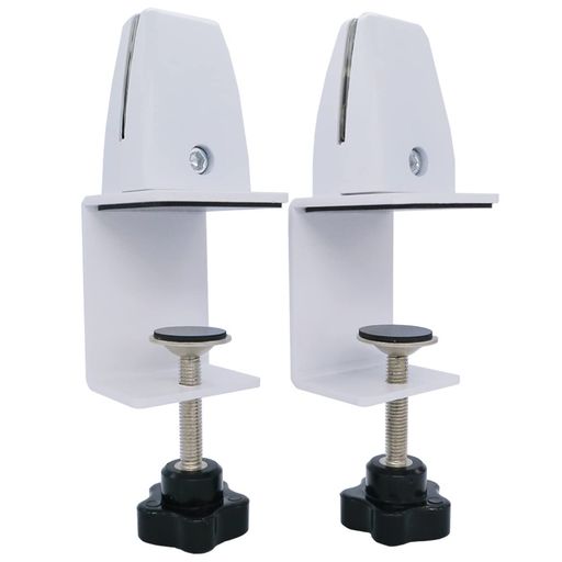 サンケーキコムパーテーションクランプ式台座2個調節可能固定金具3-6mm厚対応C型CL-01-2W白