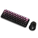 タイプライター風キーボードマウスセットワイヤレス無線2.4GHz可愛いレトロコンパクトテンキーレスUS配列3段階DPI調整電池式ノートパソコンPC用(紫+黒)