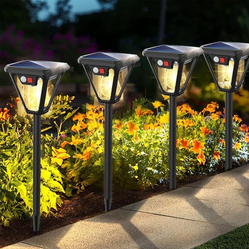 YANHAOガーデンライト屋外ソーラーライトIP67防水電球色ソーラーLED埋め込み壁掛け自動点灯/消灯埋め込み芝生車道玄関歩道庭花壇テラス設置簡単ペンダントライト防犯防災対策(4)