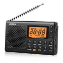 YOREKAM/FM/SW高感度受信ポータブルラジオ電池式スリープ機能付きワイドFM対応小型ラジオステレオイヤホン付属する(日本語取説付き)(クロ)(黒い)