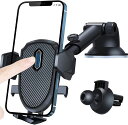 スマホ車載ホルダー360度伸縮アームワンタッチ粘着ゲル吸盤&エアコン吹き出し口式兼用スマホスタンド車載ホルダー車携帯ホルダーiphone取り付け簡単手帳型ケース対応自由調節/日本語説…