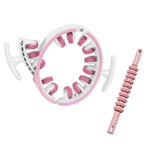 Yosekaマッサージローラー太ももマッサージリングマッサージャー180°開閉ハンドル取り外し可能筋膜ローラーきんまくローラー(ピンク)