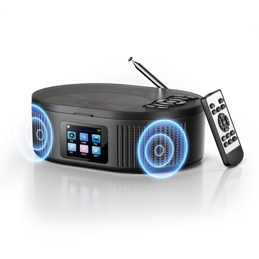 CDプレーヤーBluetooth対応CDラジオ3000mAh充電池付きデュアルスピーカー内蔵USBメモリ・AUX入力機能+10