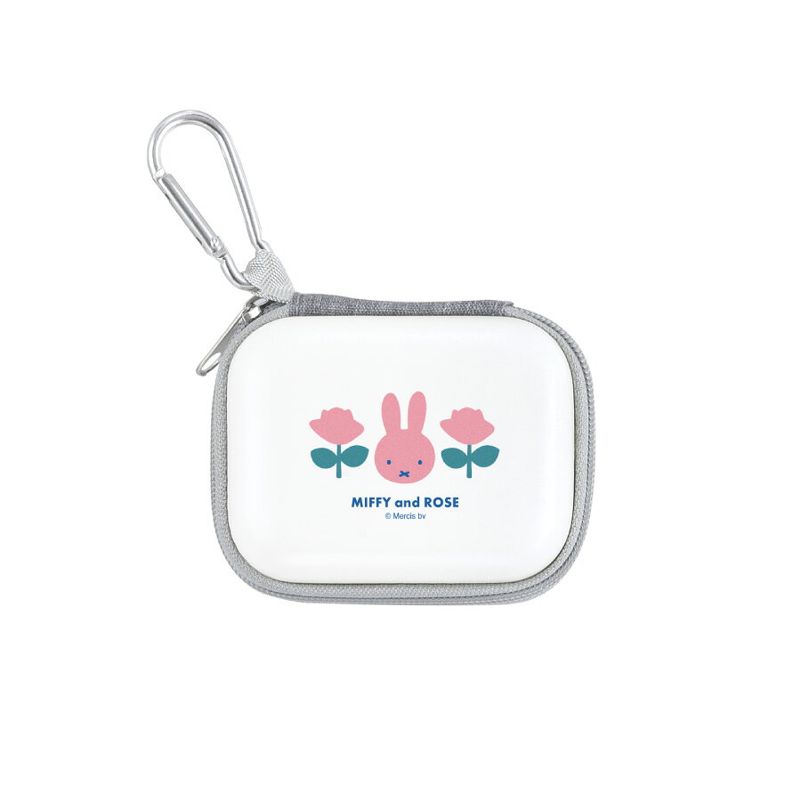 【公式】ミッフィー MIFFY and ROSE ガジェットポーチSS マルチポーチ マルチケース 小物 ポーチ 小物入れ イヤホンケース ケーブルケース コードケース ケーブルバッグ カラビナ付き グレー 白 ホワイト ピンク 花柄 かわいい 可愛い キャラクター グッズ 誕生日 プレゼント gourmandise-10010973 グルマンディーズ楽天市場店 サンプル画像2