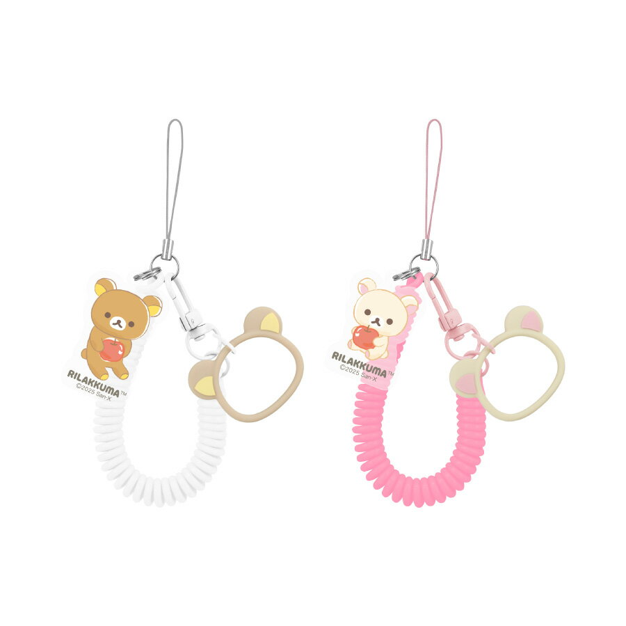 【公式】リラックマ マルチコイルストラップ コリラックマ ハンドストラップ スマホストラップ ハングバンド ストラップホルダー スマホホルダー カラビナ iPhone アイフォン Android アンドロイド Galaxy ギャラクシー 多機種対応 スマホリング ホワイト ピンク かわいい