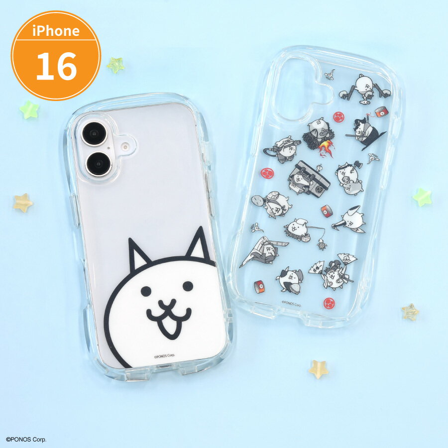 【公式】にゃんこ大戦争 iPhone16 対応 クリスタルクリアケース ケース カバー アイフォン16 スマホケース スマホカバー クリア 透明 ホワイト インナーシート クリアケース ソフトケース ネコ ツルの恩返し かさじぞう ももたろう うらしまタロウ いっすん法師 きんたろう