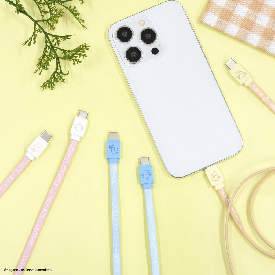 【公式】4月下旬発売予定　ちいかわ PD60W 対応 USB2.0 Type-Cケーブル タイプC ケーブル typec コード USB-C usbc 急速充電 充電コード 1.2m 120cm iPhone15 Pro スマホ充電 モバイル充電 ハチワレ うさぎ 白 ホワイト ピンク 青 ブルー 黄色 イエロー ベージュ 可愛いのサムネイル