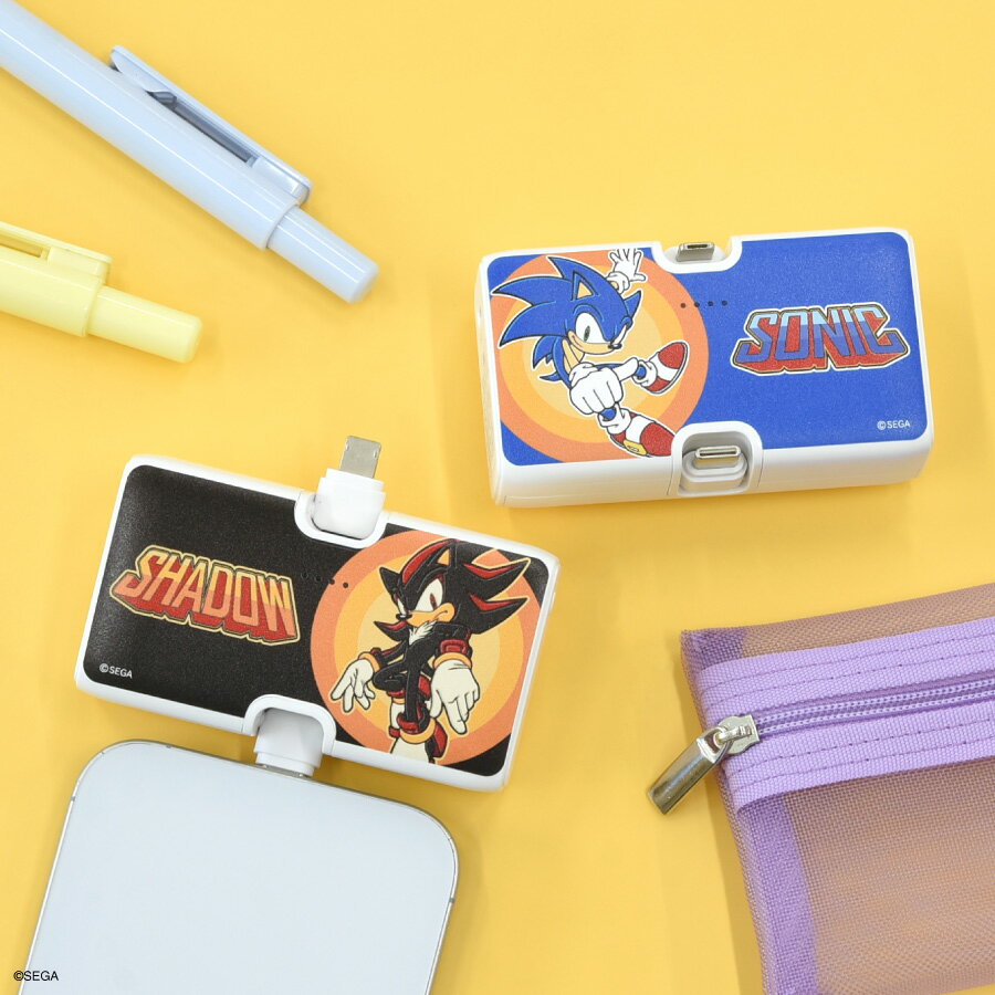 【公式】ソニック・ザ・ヘッジホッグ Lightning / Type-C コネクタ付き リチウムイオン充電器 4000mAh ソニック シャドウ SONIC セガ SEGA スマホ充電器 モバイル充電器 モバイルバッテリー ブルー ブラック タイプC ライトニング アイフォン ギャラクシー