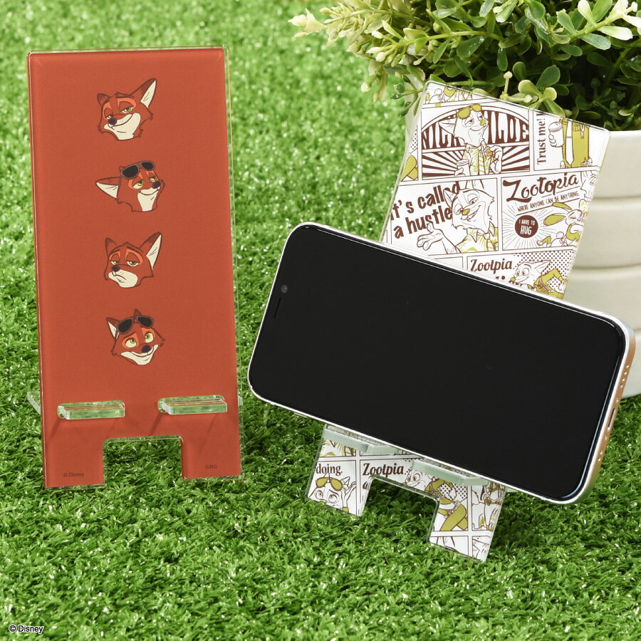 【公式】 ディズニーキャラクター ／ アクリル スマホスタンド ズートピア ニック ワイルド ジュディ ホップス モバイルスタンド iPhoneスタンド スマホ立て 携帯スタンド 薄型 折りたたみ コンパクト 持ち運び かわいい おしゃれのサムネイル