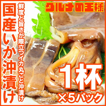 送料無料 特大！国産真いかの沖漬け 1杯×5パック 鮮度と旨さが際立つイカ丸ごと沖漬け！【真いか 真イカ するめいか スルメイカ 烏賊 イカソーメン いかソーメン 刺身 生いか 国産 築地 レシピ ギフト】r