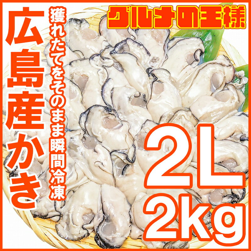 広島産 カキ 牡蠣 2kg 1kg×2 むき身 大粒 2Lサイズ 殻剥き不要＆小さくなりにくい加熱用で濃厚な風味！【冷凍 生牡蠣 かき カキ 牡蛎 牡蠣鍋 カキフライ 牡蠣フライ 築地市場 ギフト】【smtb-T】r