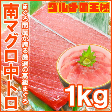 【送料無料】極上 ミナミマグロ 中トロ 1kg 王様ブランドまぐろ 人気1番の中トロ！脂のりが抜群でふわっとトロける極上バランス【鮪 マグロ インドまぐろ 南まぐろ 築地 刺身 レシピ ギフト】【smtb-T】【あす楽】r