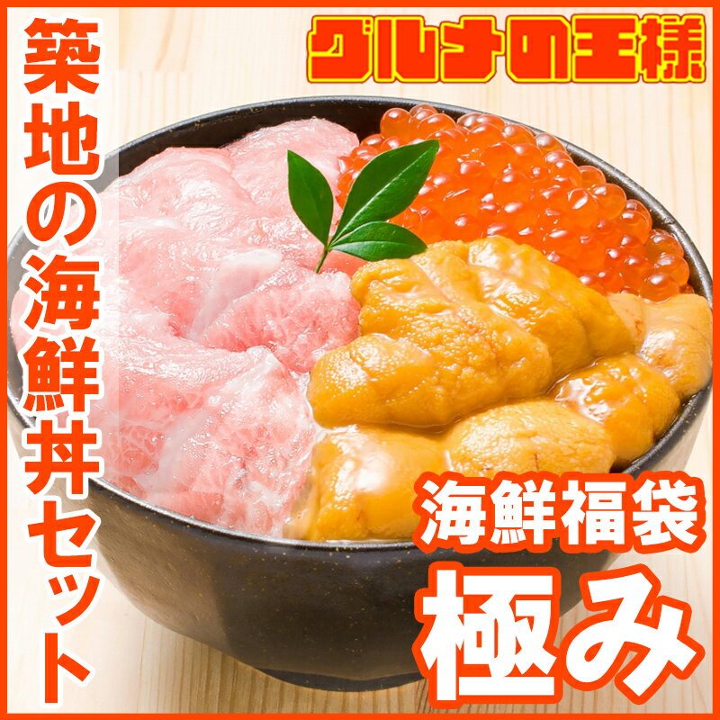 送料無料 築地の海鮮丼セット 極み 約2杯分 本マグロ大トロ特盛り200g＆無添加生うに＆北海道産イクラ。通が唸る本マグロを極める。ギフトにも最適な大人気3商品【本鮪 ギフト 海鮮福袋 詰め合わせ 寿司 刺身】【smtb-T】【あす楽】rn