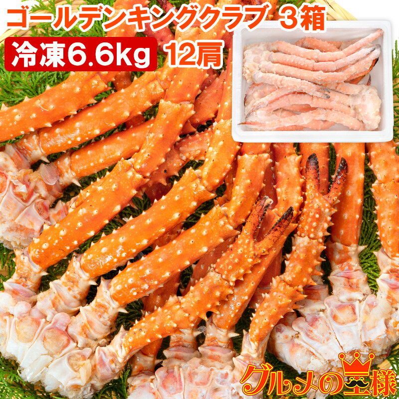送料無料 ゴールデンキングクラブ 3箱 冷凍総重量 6.6kg 合計12〜15肩 解凍後 5.4kg タラバガニにも負けない旨味 タラバガニ科 イバラガニ 正規...