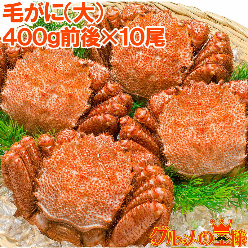 送料無料 毛蟹 毛がに 毛ガニ 浜茹で毛がに姿 浜茹で毛がに姿 400g前後×10尾 1ケース ボイル 冷凍 合計 4kg 身もミソもぎっしり ボイル 冷凍 か...