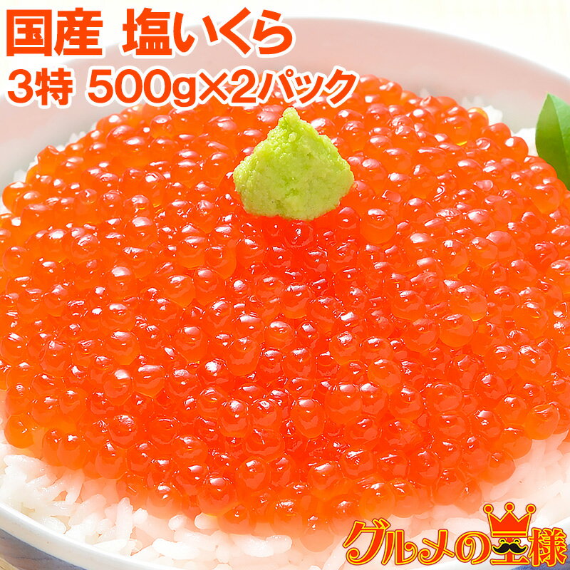 【送料無料】塩イクラ 塩いくら 合計1kg 500g 2 厳選の国産3特グレードの本格塩イクラ 皮までトロける上物 ギフトに大人気 【塩いくら いくら塩漬け いくら丼 イクラ丼 海鮮丼 北海道 サーモン…