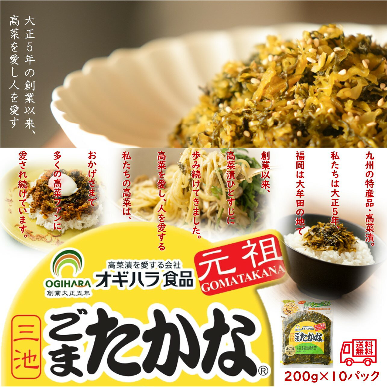 オギハラ 元祖三池ごま高菜220g×10 ごま高菜 お土産 ご飯のお供 高菜 お取り寄せ