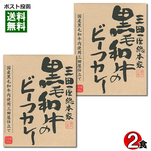 三田屋総本家 黒毛和牛のビーフカレー 210g×2食 詰め合わせセット 国産黒毛和牛肉使用 ご当地カレー 名店カレー【メール便送料無料】