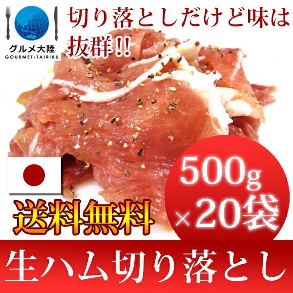 【送料無料 ケース特価】　[ 国産 端切れ 生ハム 500g パック ×20パック] 切り落とし 訳あり わけあり 食品 肉 ハム 豚肉 冷凍 大容量 業務用 たっぷり 手土産 お土産 パーティ 通販 美味しい おいしい ワイン 赤ワイン 白ワイン おつまみ グルメ ディナー アウトレット