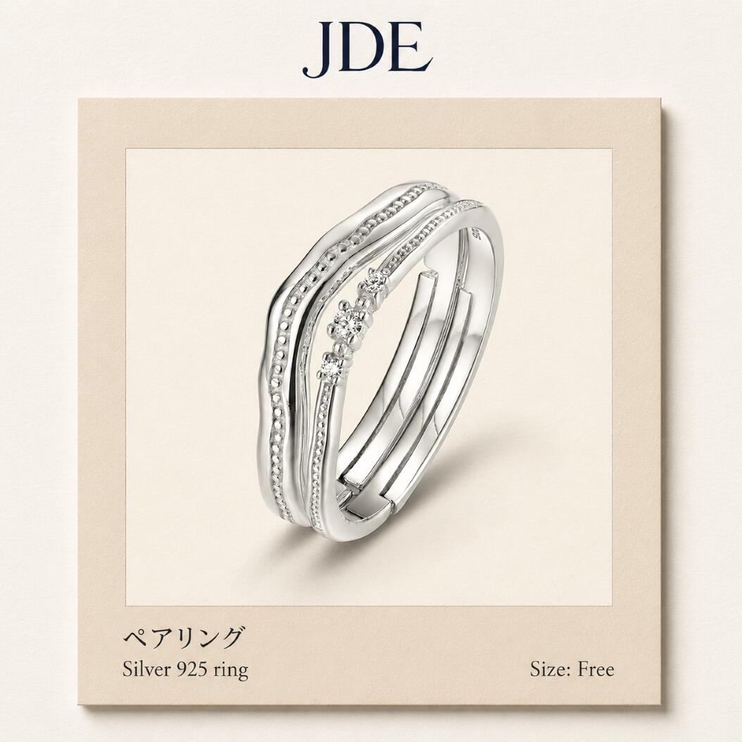 乐天商城 - [JDE] 指輪 レディース リング シルバー925 フリーサイズ 2way キュービックジルコニア プラチナコーティング 金属アレルギー対応 重ね付け風 サイズ調整可能 誕生日 プレゼント 彼女 妻