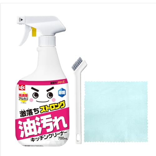 レック 激落ちストロング 油汚れ キッチンクリーナー (大容量 700mL) お掃除道具3点セット / 除菌剤配..
