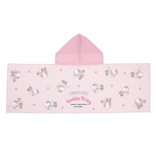 丸眞 冷感フード付きタオル サンリオ ハローキティ ピンクドットストロベリー 接触冷感 日焼け対策 巾着付き 3765002800 送料無料