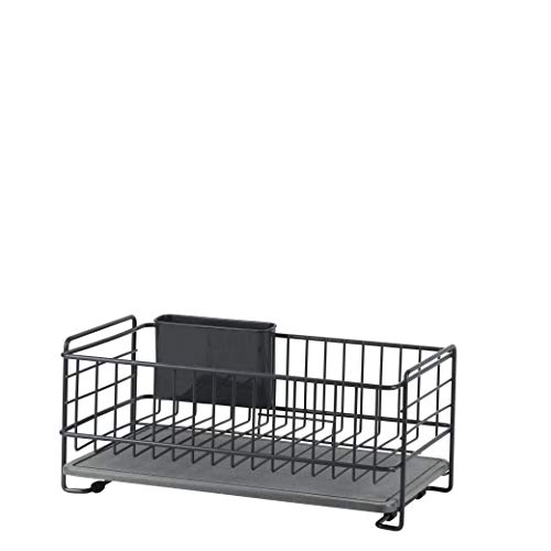 パール金属 鉄 食器 水切り かご バスケット スリム ダークグレー 珪藻土トレー付 AZ-5510 送料無料