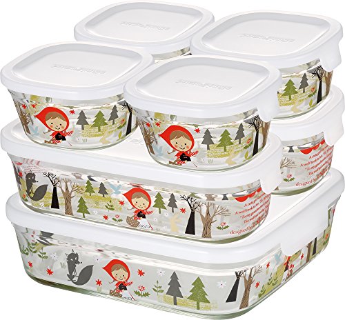 iwaki(イワキ) 耐熱ガラス 保存容器 シンジカトウ precious red hood 7個セット パック&レンジ PS-PRNS 送料無料