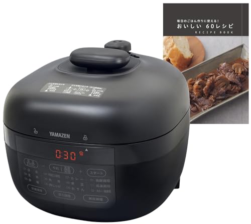 a)新モデルブラック/2.2 L/EPCB-M220(B)・Color:ブラックStyle:a)新モデル・パッケージ個数:1・【毎日の家事をサポート】炊飯器のような感覚で気軽に使え、材料を入れてボタンを押すだけで本格料理が楽しめる電気圧力鍋。簡単3STEPで毎日のご飯が時短で完成、ほったらかし調理なので、待ってる時間で家事をしたり、趣味やお子様との時間を楽しめたりします。・【料理の幅が広がる調理メニュー】圧力調理だけでなく、炊飯調理、鍋調理、無水調理、スロー調理、発酵調理が可能です。煮込み料理や炊飯はもちろん、鶏ハムやローストビーフ、ヨーグルト、塩麹など、手の込んだ本格料理からスイーツ、調味料までをご自宅で手軽に作れます。また鍋調理モードではグリル鍋として卓上でも使用できるので、寒い時期にも重宝します。・【圧力・予約設定】お好みで圧力5段階、利用シーンに応じて調理開始時間の予約が0.5~24時間の間で設定できます。お時間がある時にサッと具材をセットしておけば、いつでもできたて美味しいご飯の出来上がりです。※無圧調理の場合は予約設定ができません。・【いつでも清【毎日の調理を簡単に】 ボタン1つでいつものご飯から本格調理まで楽しめる電気圧力鍋。 ほったらかし調理ができるので、空いた時間で家族の時間や趣味の時間を楽しめます。 【多彩なレパートリーを楽しむ】 毎日のご飯に使える60種のレシピブック付き。 和食・洋食・中華など幅広いレパートリーから選べます。 しっかり調理工程が記載されているので、今まで作ったことない料理にも挑戦できます。 【便利な圧力・予約設定】 お好みで5段階で圧力設定ができます。 食事の時間に合わせて30分~24時間で予約設定ができます。 ※予約時間は調理開始時間です ※無圧調理の場合、予約設定はできません。 【いつでも清潔に】 釜はもちろん蓋やパッキン、ノズルキャップなど細かい部分まで分解できます。 本体とコード以外は水洗いでき、いつでも清潔に田保てます。 【商品詳細】 本体サイズ:幅27×奥行23.6×高さ21.5cm 、本体重量:3.6kg 、満水容量:2.2L 調理容量:1.4L 炊飯容量(白米):0.54L(3合) 電源コードの長さ:1m 安全装置:温度ヒューズ、電流ヒューズ、圧力スイッチ、圧力調整弁、密封パッキン 期間:お買い上げ日より1年間(の範囲については、取扱説明書をご確認ください。（一般家庭用以外(業務用など)に使用された場合の故障及び損傷などは対象外となります）) ◆商品ページに掲載の取説説明書について◆ 取扱説明書の内容は、製品の仕様変更等で予告なく変更される場合があります。そのため、本サービスで提供している取扱説明書の内容は、製品本体に同梱されている取扱説明書の内容と異なる場合があります。 安全上のご注意は、取扱説明書が制作された時点での法的基準や業界基準に応じた内容になっています。 ダウンロードされる取扱説明書（PDF）内に「書」が付属されている場合がございますが、正式な書としてはご使用になれません。 取扱説明書の著作権は、株式会社山善に帰属しており、許可無く取扱説明書の内容の全部、または一部を複製したり、改ざんすることはできません。お客様は、製品の使用のためにプリントアウト（印刷）することができます。
