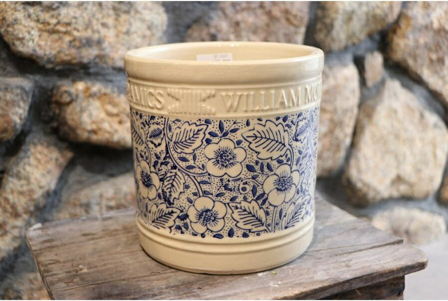 ウイリアムモリス William Morris フローラルシリンダー Sサイズ ブルー 陶器鉢 植木鉢 お洒落 焼鉢 寄せ植えのサムネイル