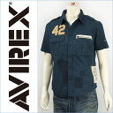 【送料無料】Avirex アビレックス レザーパッチ リペアーシャツ AVIREX S/S LEATHER PATCHED REPAIR SHIRT 6135023-87 半袖【smtb-tk】