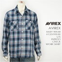 yzAvirex ArbNX fC[  CfBS`FbN [NVc AVIREX DAILY L/S INDIGO CHECK WORK SHIRT 6135098-88 ysmtb-tkz