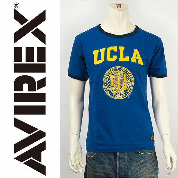 Avirex アビレックス 半袖 プリントリンガーTシャツ UCLA シール / AVIREX S/S CREW NECK PRINT RINGER TEE "UCLA SEAL" 6143422-84