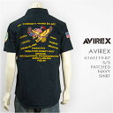 【送料無料】Avirex アビレックス 半袖 刺繍&パッチ ミリタリーシャツ ネイビー AVIREX S/S EMBROIDERY & PATCHED NAVY SHIRT 6165121-87【smtb-tk】