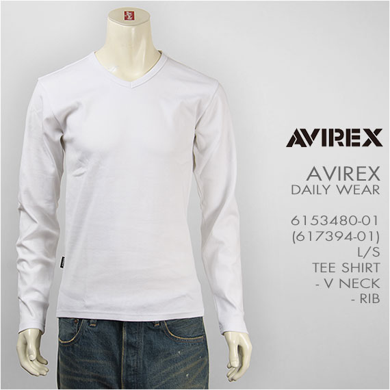 AVIREX ArbNX fC[  TVc VlbN u AVIREX DAILY L/S TEE SHIRT V NECK RIB 6153480-01, 617394-01yTEfC[EFAz