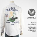 AVIREX ArbNX ^Cvu[ sibv Vu[Vc AVIREX TYPE BLUE LS PINUP CHAMBRAY SHIRT 6105096-01yKi//z