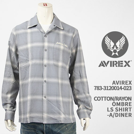 Avirex ArbNX Iu[ Vc AVIREX L/S COTTON/RAYON OMBRE SHIRT AVIATOR'S DINER 783-3120014-023yKi/~^[/z