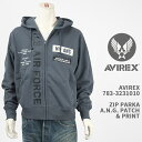 Avirex アビレックス パッチ＆プリント ジップ パーカー エアー ナショナル ガード AVIREX AIR NATIONAL GUARD PATCH PRINT ZIP PARKA 783-3231010-110【国内正規品/ミリタリー/ジップアップ/フルジップ】