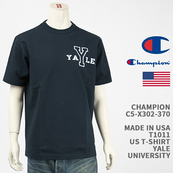 Champion `sI ChCUSA T1011 TVc CF[iG[jw CHAMPION MADE IN USA T1011 US T-SHIRT YALE UNIVERSITY C5-X302-370yKi/č//NbN|Xgz