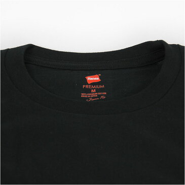 【日本製】Hanes ヘインズ プレミアム 半袖 ジャパンフィット クルーネック Tシャツ 無地 ブラック Hanes PREMIUM Japan Fit Crew Neck T-SHIRT HM1-F001-090 Made in Japan