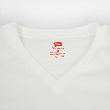 【日本製】Hanes ヘインズ プレミアム 半袖 ジャパンフィット Vネック Tシャツ 無地 ホワイト Hanes PREMIUM Japan Fit V Neck T-SHIRT HM1-F002-010 Made in Japan