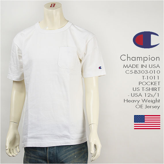 Champion MADE IN USA `sI T-1011 US  |PbgTVc Champion MADE IN USA T-1011 US POCKET T-SHIRT C5-B303-010