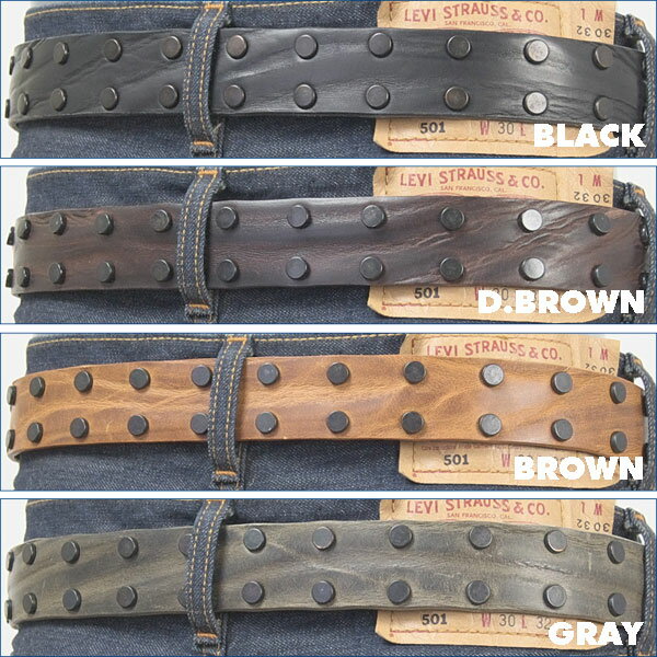 【送料無料】リーバイス・プレミアム・レザーベルト ダブル・フラットスタッズ・レザーベルト ( Levi's Premium Leather Belt 70116049 )
