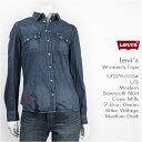 Levi 039 s リーバイス レディース モダン ソートゥースシャツ コーンデニム リッタービンテージミディアムダーク Levi 039 s Women 039 s Tops Modern Sawtooth Shirt 17279-0004 長袖 刺繍【smtb-tk】