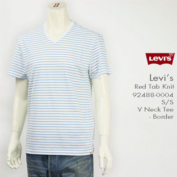 Levi's リーバイス 半袖VネックTシャツ ボーダー Levi's Red Tab Knit 92488-0004