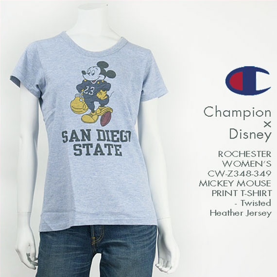 Champion x Disney レディース チャンピオン ミッキーマウスプリント カラー杢Tシャツ Champion ROCHESTER WOMEN 039 S SHORT SLEEVE MICKEY MOUSE PRINT TWISTED HEATHER T-SHIRT CW-Z348-349