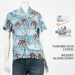 Fukuwa-uchi ǥ ꥾ ϥ FUKUWA-UCHI LADY'S RESORT ALOHA SHIRT L52831-BLUE/ϥ磻/졼/ץ󥫥顼//Ⱦµ