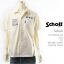 【国内正規品】Schott ショット 刺繍 シャツ ワーク クロスフラッグ T/C素材 半袖 Schott S/S TC WORK SHIRT CROSS FLAG 3175002-03 【星条旗・送料無料】